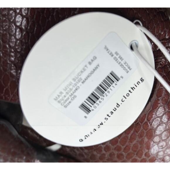 NWT STAUD MAR Leather Snake Embossed Mini Bucket Bag - Picture 5 of 7